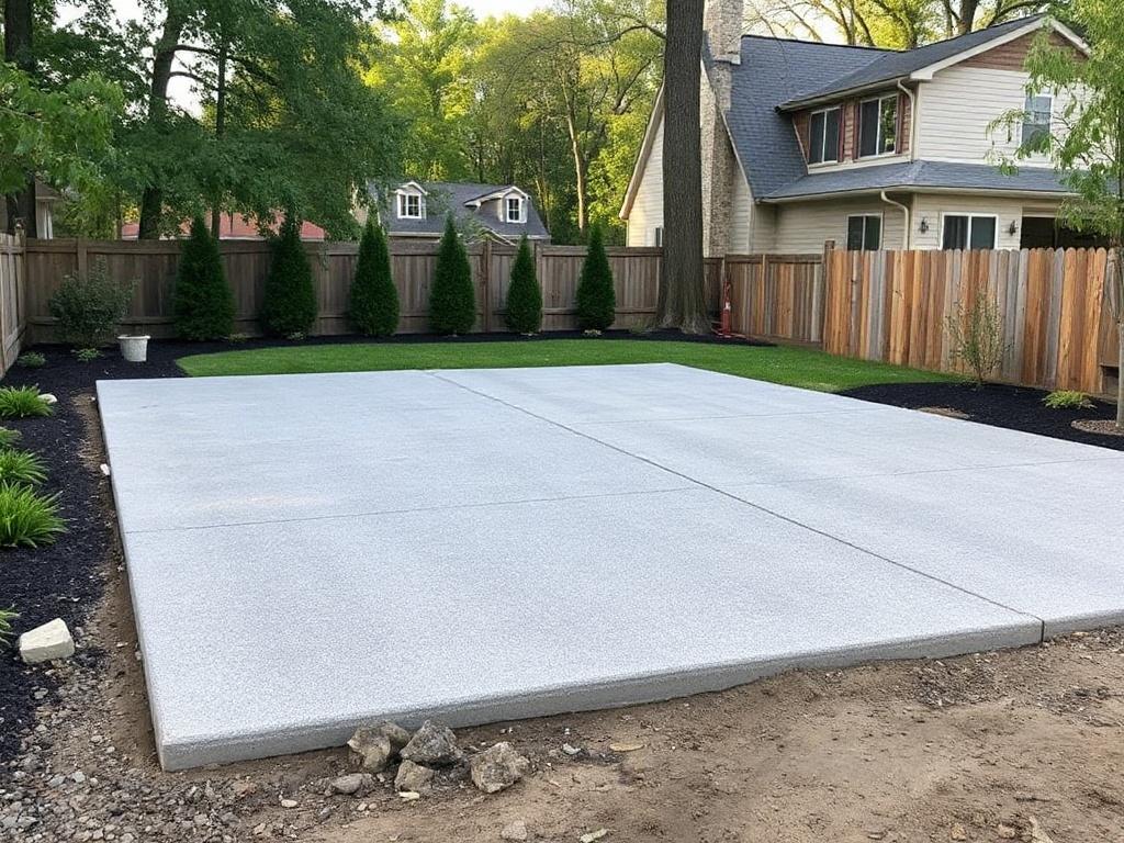 Concrete for the parking lot in the yardфото